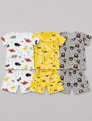 Pack Of 3 Kids Short Set | Dino Adventure, Sunbeam & Bear Buddy