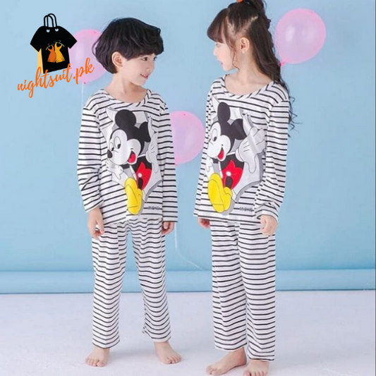 Black Line Mickey Mouse Printed Kids Wear