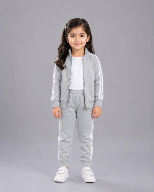 Kids Winter Stripe Tracksuit - Grey