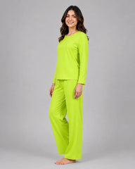 Women Round-Neck Lounge Wear - Lemon Yellow
