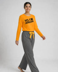Women Premium 2 Piece Lounge Set | Yes Im Different - Yellow & Grey