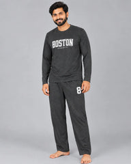 Boston Drop Shoulder Unisex Pajama Set - Grey