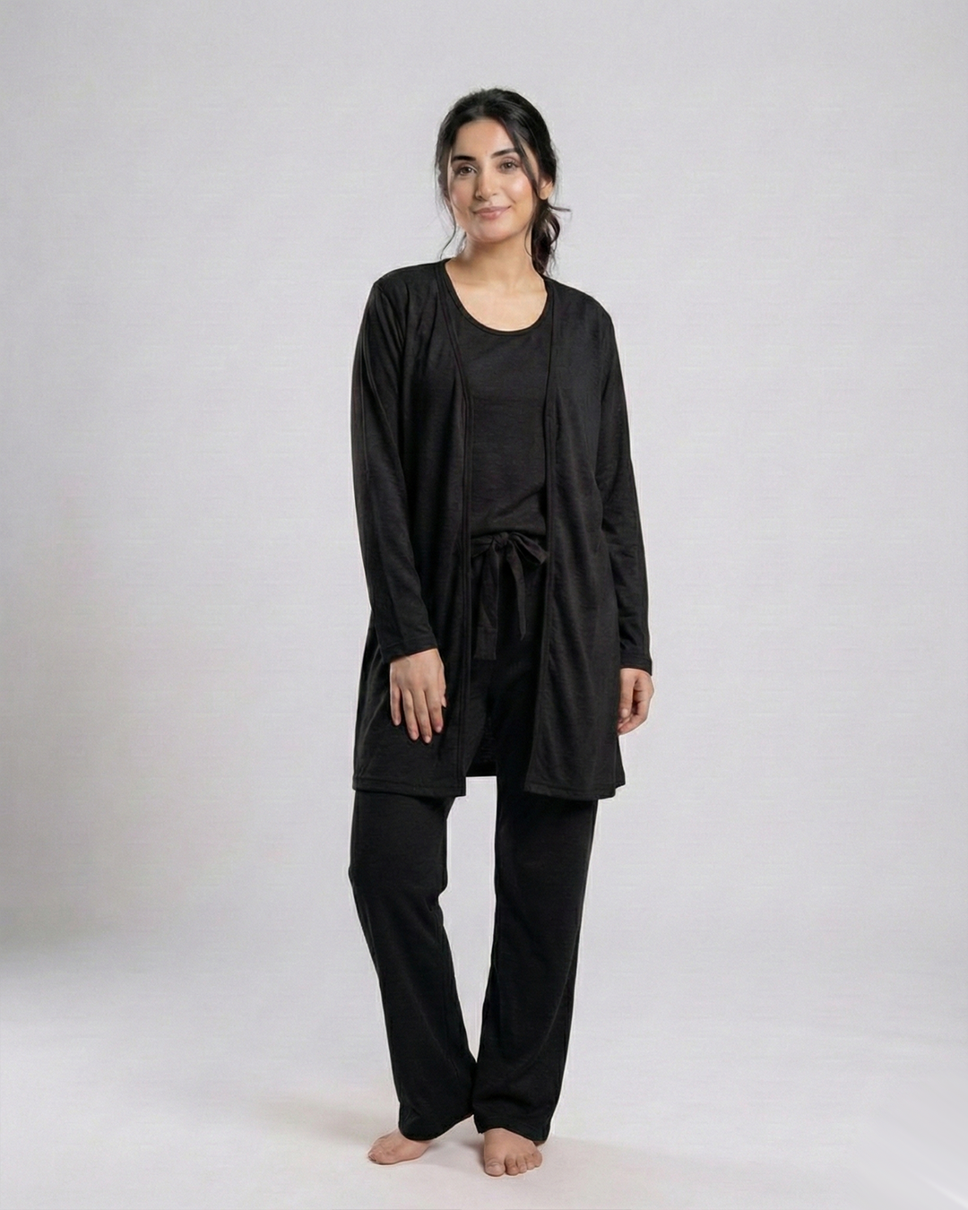 Women 3 Pieces Night Suit | Black