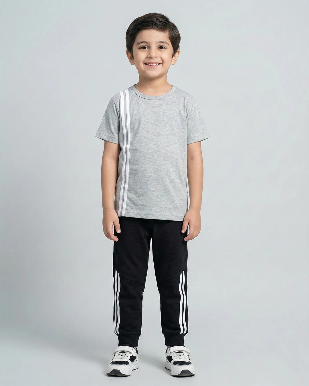 Elite Stripe Kids Tracksuit – Grey