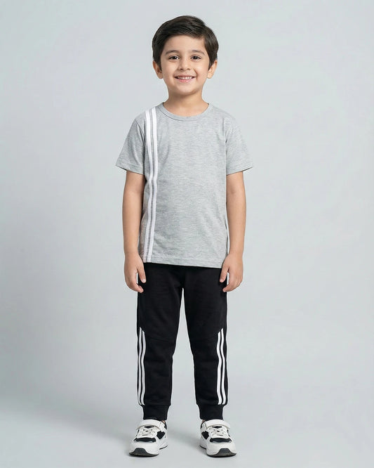 Elite Stripe Kids Tracksuit – Grey