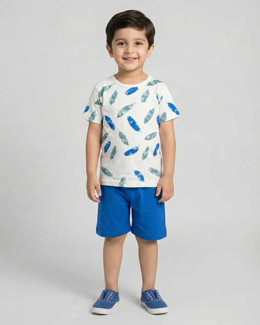 Blue Feather Short Set