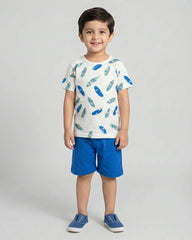 Blue Feather Short Set