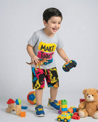 Make Today Great Grey T-Shirt & Printed Shorts Set