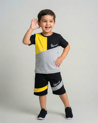 Multi Colorblock Short Sleeve T-shirt & Shorts Set
