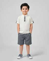 White & Grey Kids Short Set