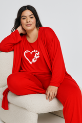 Women’s 3 Piece Nightwear Lounge Set with Butterfly Love Print | Plus Size Loungewear