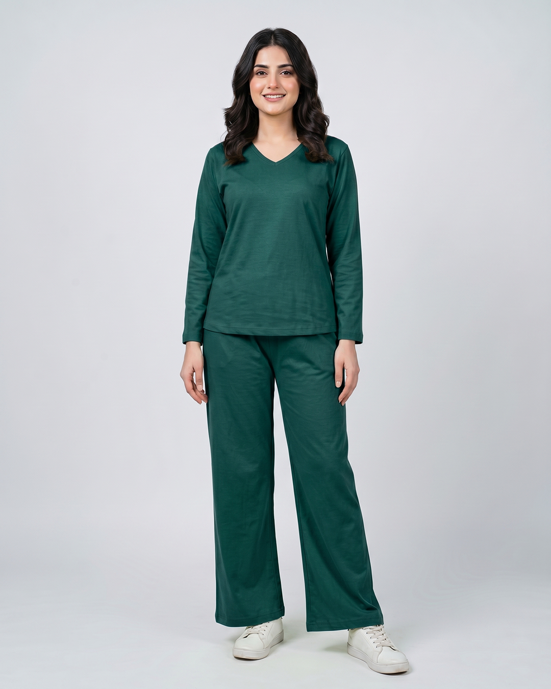 Women V Neck Lounge Wear - Sherwood Green