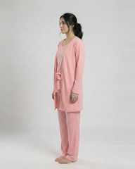 Women 3 Pieces Night Suit | Baby Pink