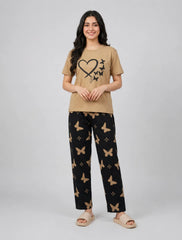 Brown Butterfly Pajama Set