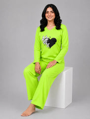 Women V-Neck Lounge Wear | Black Heart - Lemon Yellow