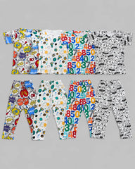 Pack Of 4 Kids Pajama Set | Pop Art, Space, Numbers, Cartoon