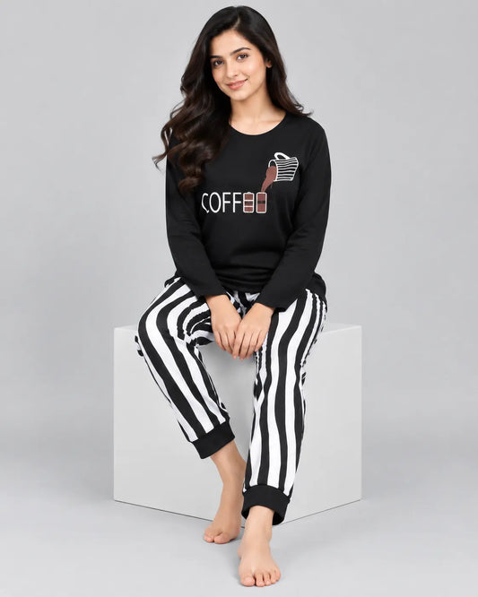 Coffee Comfort Pajama Set - Black