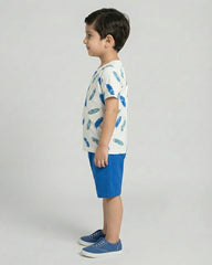 Blue Feather Short Set