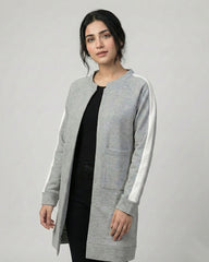 Grey Western Stripe Long Sleeve Cardigan