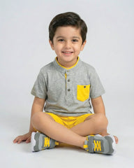 Yellow & Grey Kids Short Set