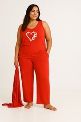 Women’s 3 Piece Nightwear Lounge Set with Butterfly Love Print | Plus Size Loungewear