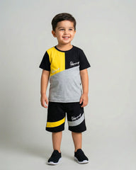 Multi Colorblock Short Sleeve T-shirt & Shorts Set