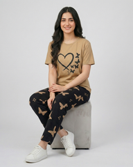 Brown Butterfly Pajama Set