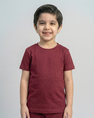 Kids Maroon Cotton T-Shirt & Trouser Set