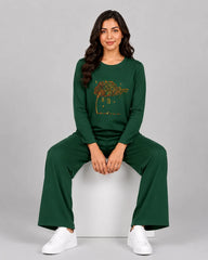 Women Round Neck Lounge Wear | Spring Tree - Sherwood Green