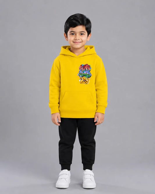Kids Winter Hoodie Set | Love Joy Peace Printed
