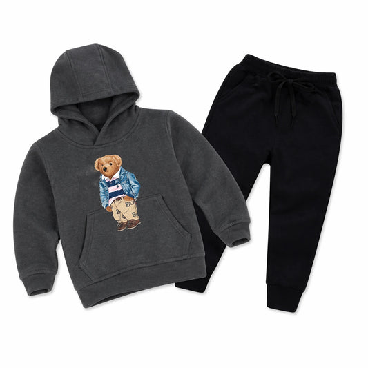 Kids Winter Hoodie Set | Polo Bear Printed