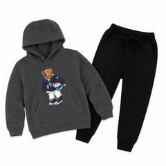 Kids Winter Hoodie Set | Football Bear Printed
