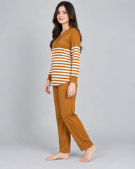 Cozy Stripe Lounge Set - Brown