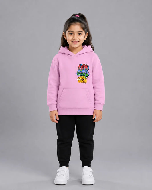 Kids Winter Hoodie Set | Love Joy Peace Printed