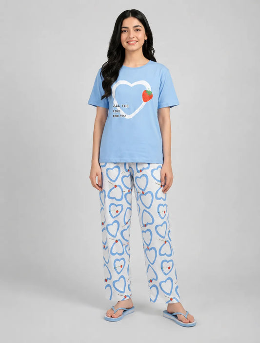 Azure Hearts Pajama Set