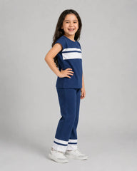 Girls Luxe Pajama Set - Navy Blue