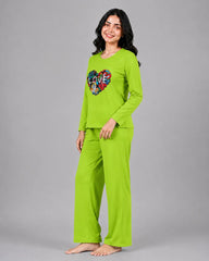 Women Round-Neck Lounge Wear | Love Color - Lemon Yellow