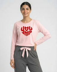 Women Premium 2 Piece Lounge Set | You & Me - Pink & Grey