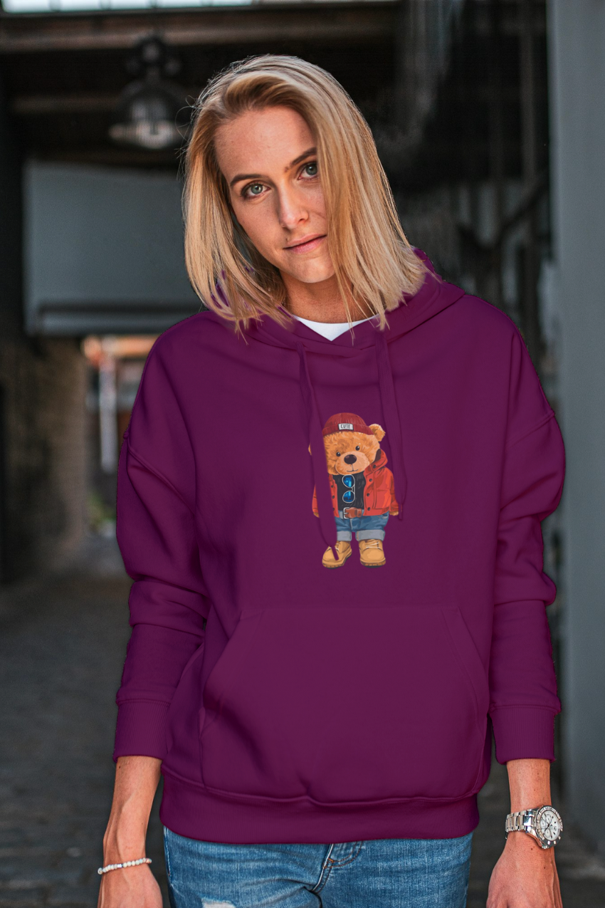 Plum Cute Polo Bear Hoodie