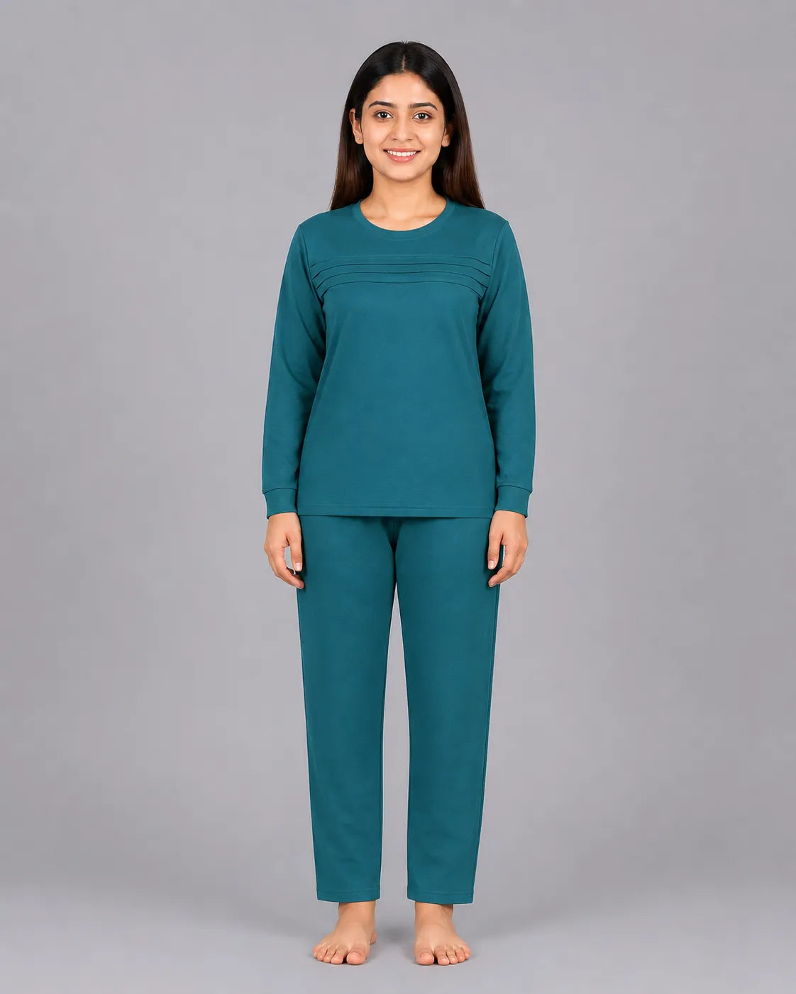 Elegant Pleat Pajama Set - Sherwood Green