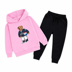 Kids Winter Hoodie Set | Football Bear Printed