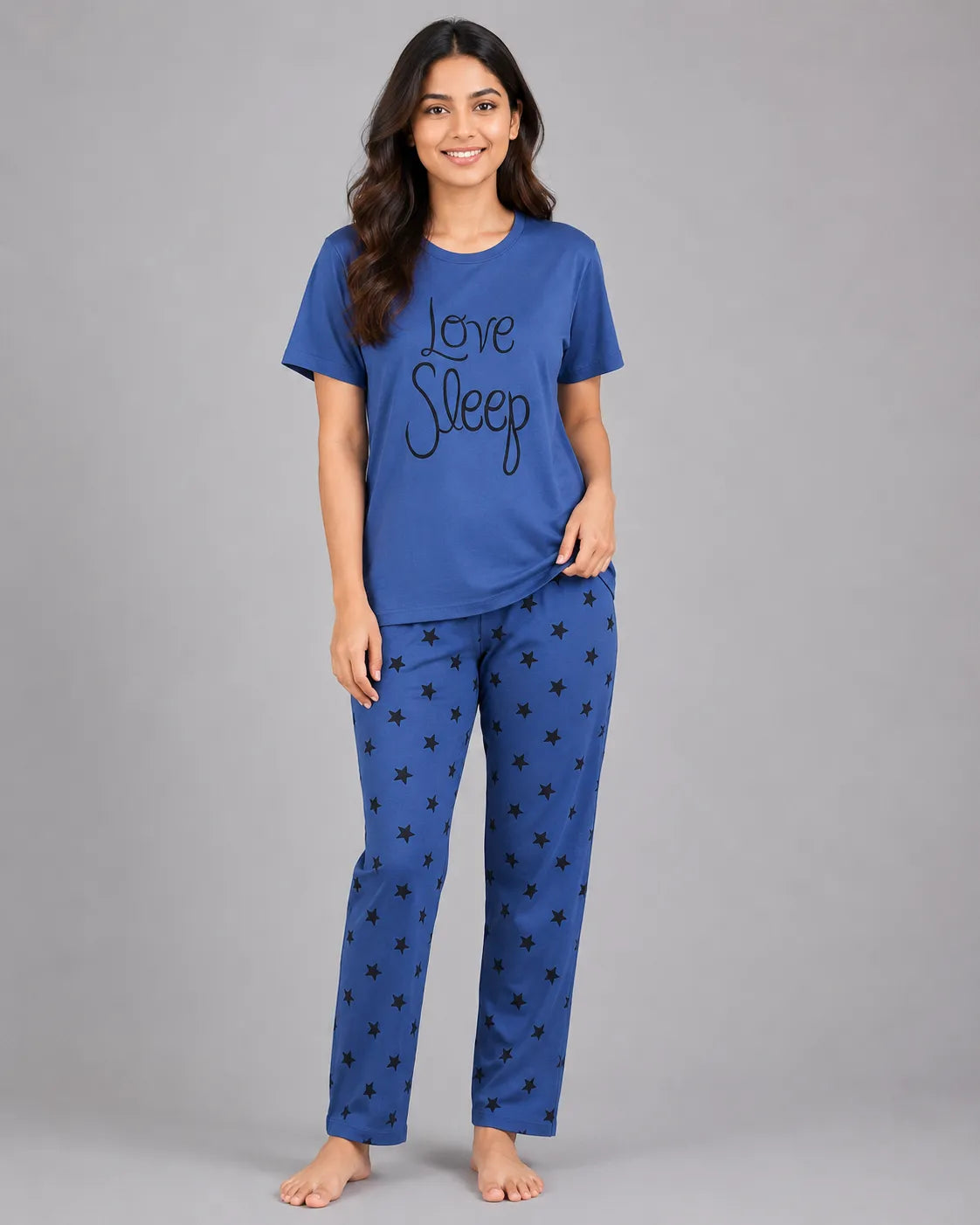 Love Sleep Woman Pajama Set - Blue