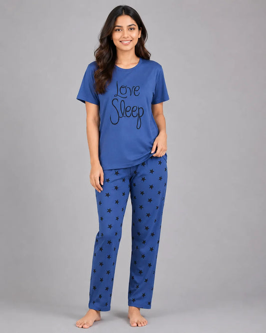 Love Sleep Woman Pajama Set - Blue