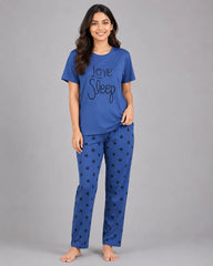 Love Sleep Woman Pajama Set - Blue