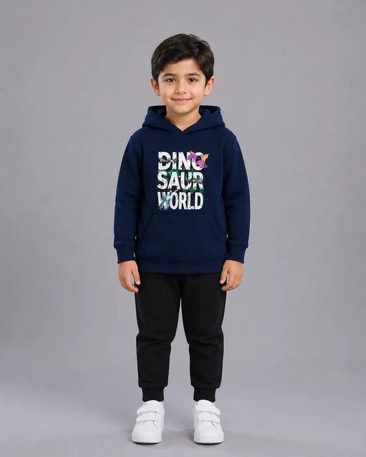Kids Winter Hoodie Set | Dinosaur World Printed