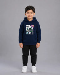 Kids Winter Hoodie Set | Dinosaur World Printed