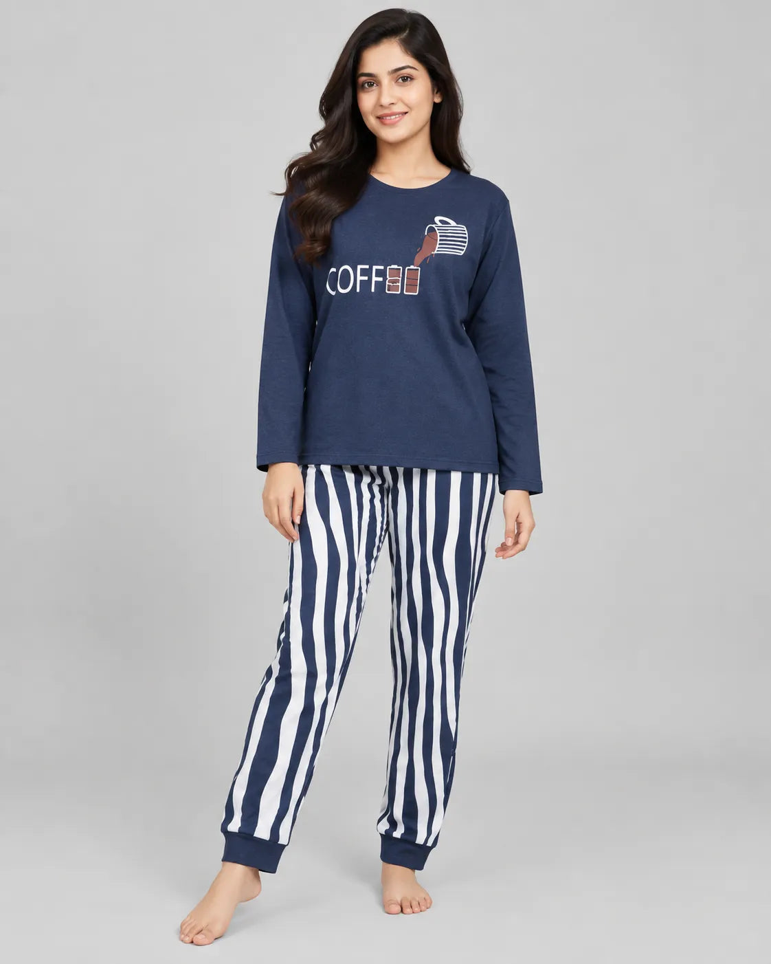 Coffee Comfort Pajama Set - Blue