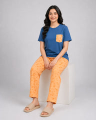 Palm Breeze Pajama Set – Navy Blue