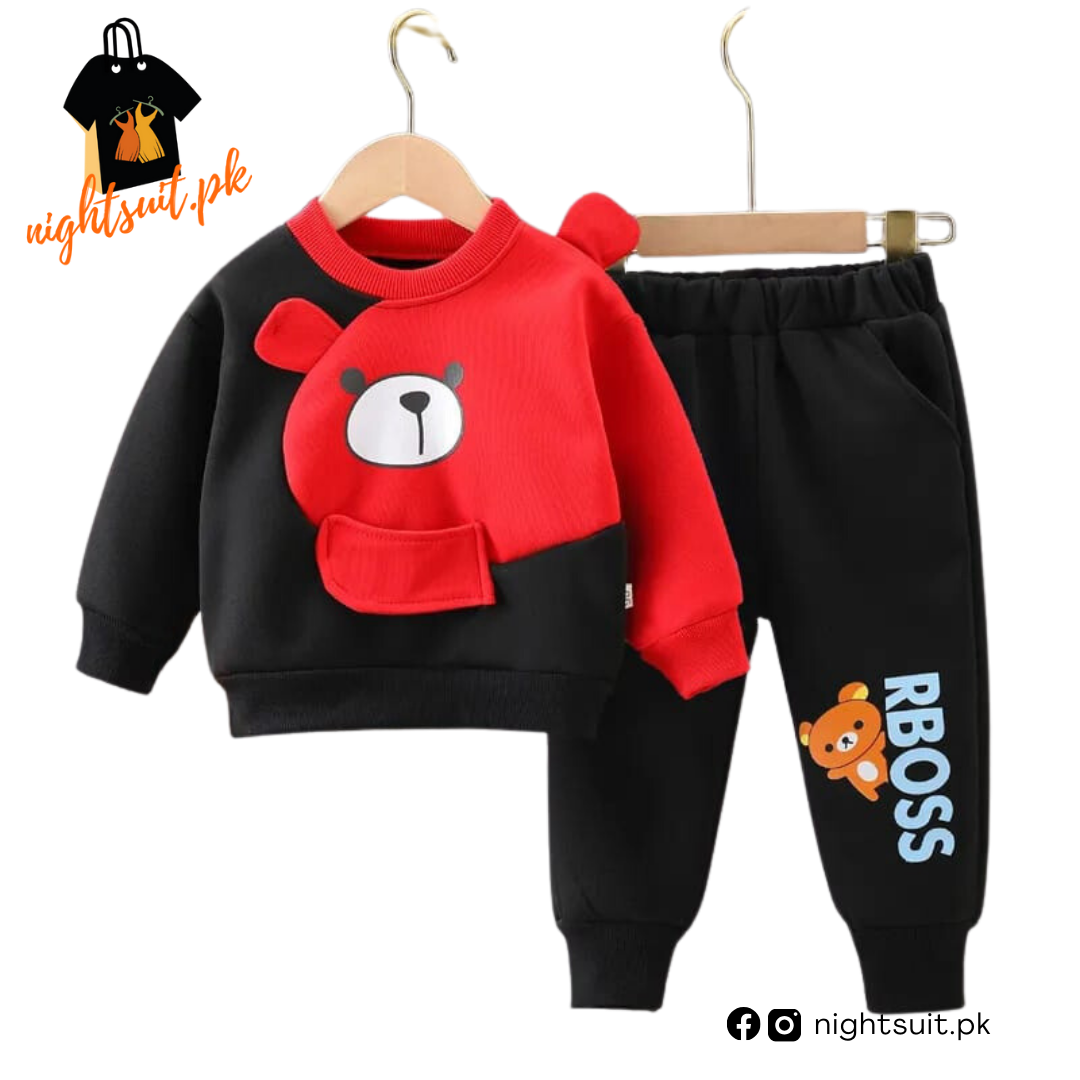 Black & Red Boss Kids Sweatshirt & Pant