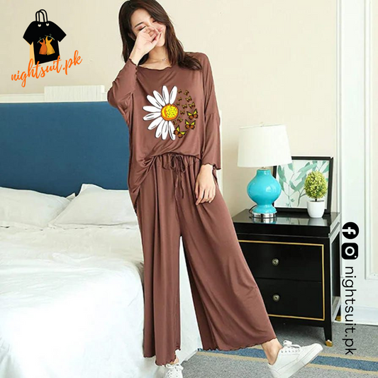 Brown Daisy Loose Style Loungewear